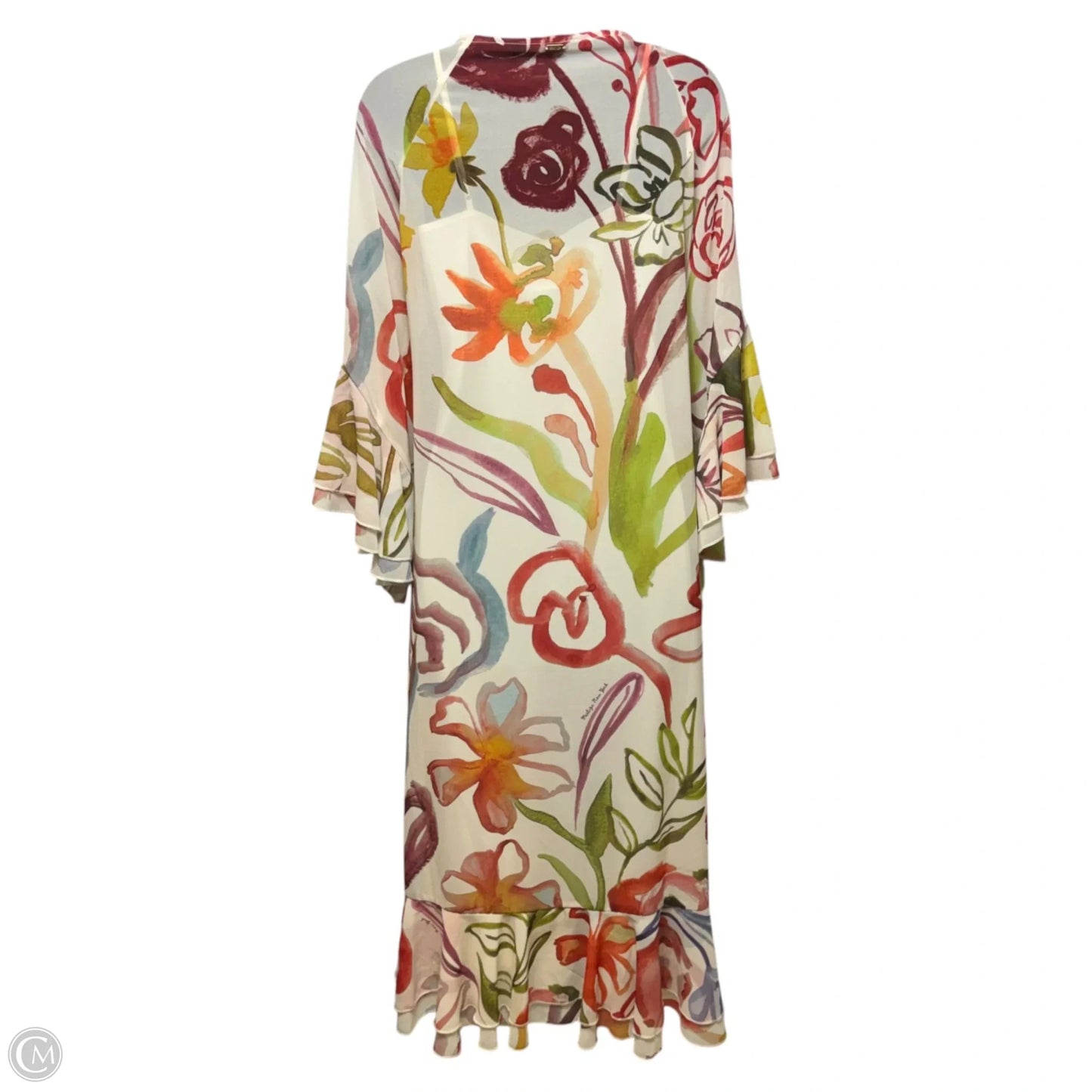 Bimini Ruffle Caftan Midi Dress By Mestiza In Floral Print, Size: S
