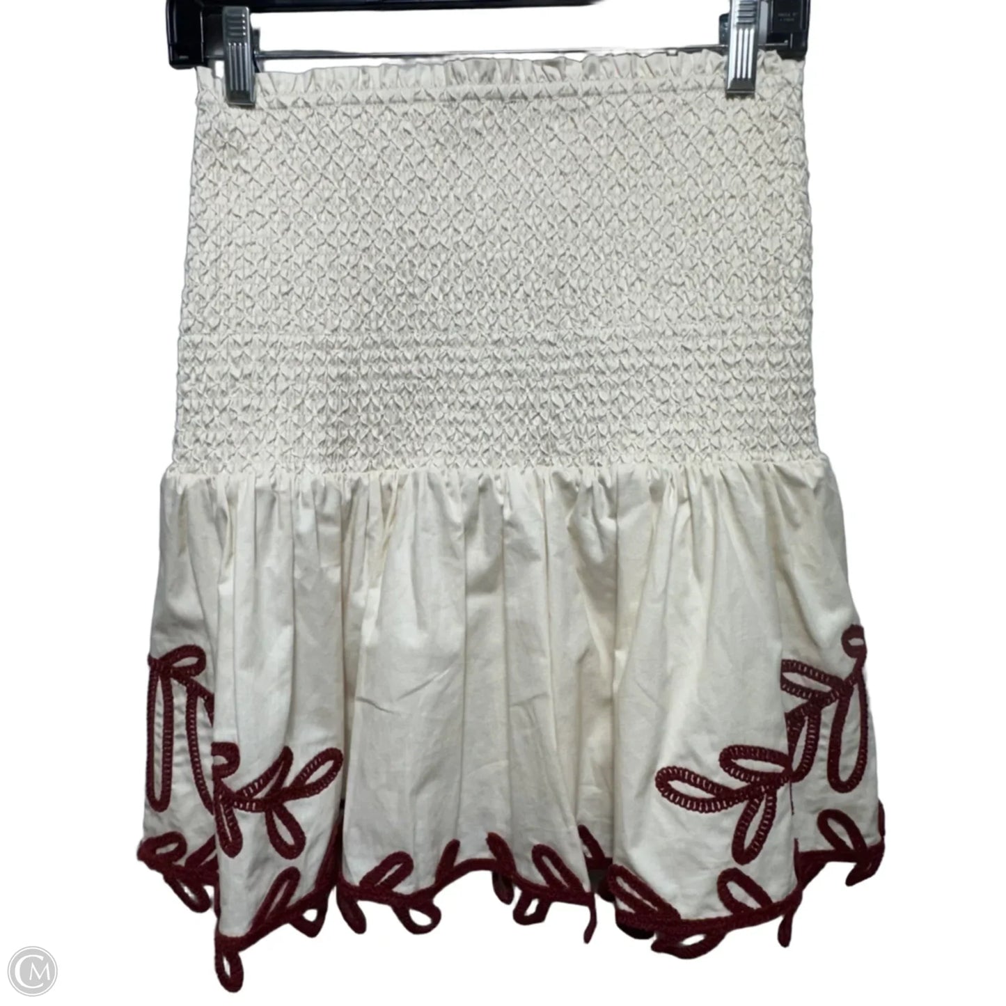 Nadine Smocked Skirt Mini & Short By Caballero In Cream & Red, Size: M