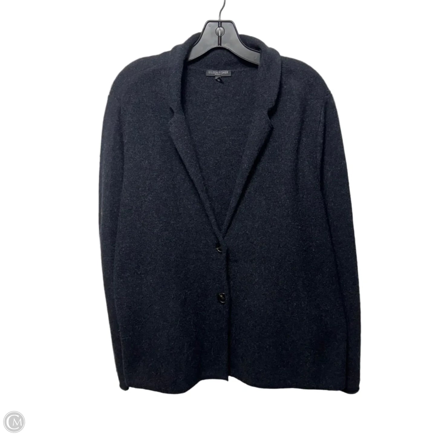 Lambs Wool and Cashmere Sweater Cardigan By Eileen Fisher In Grey, Size: 2x