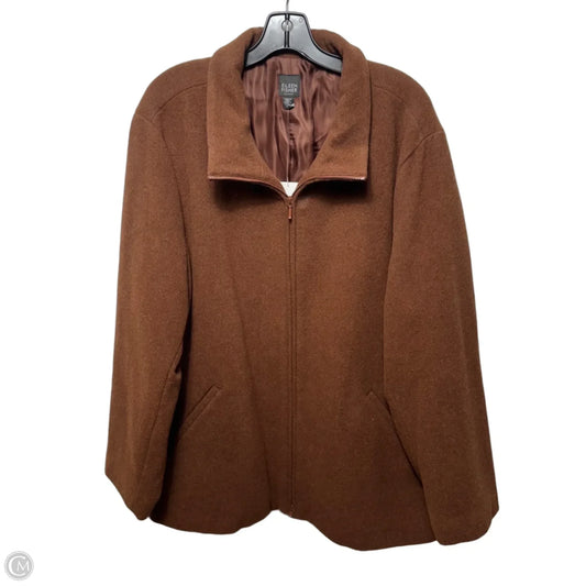 Funnel Neck Coat Wool Blend By Eileen Fisher In Brown, Size: 2x