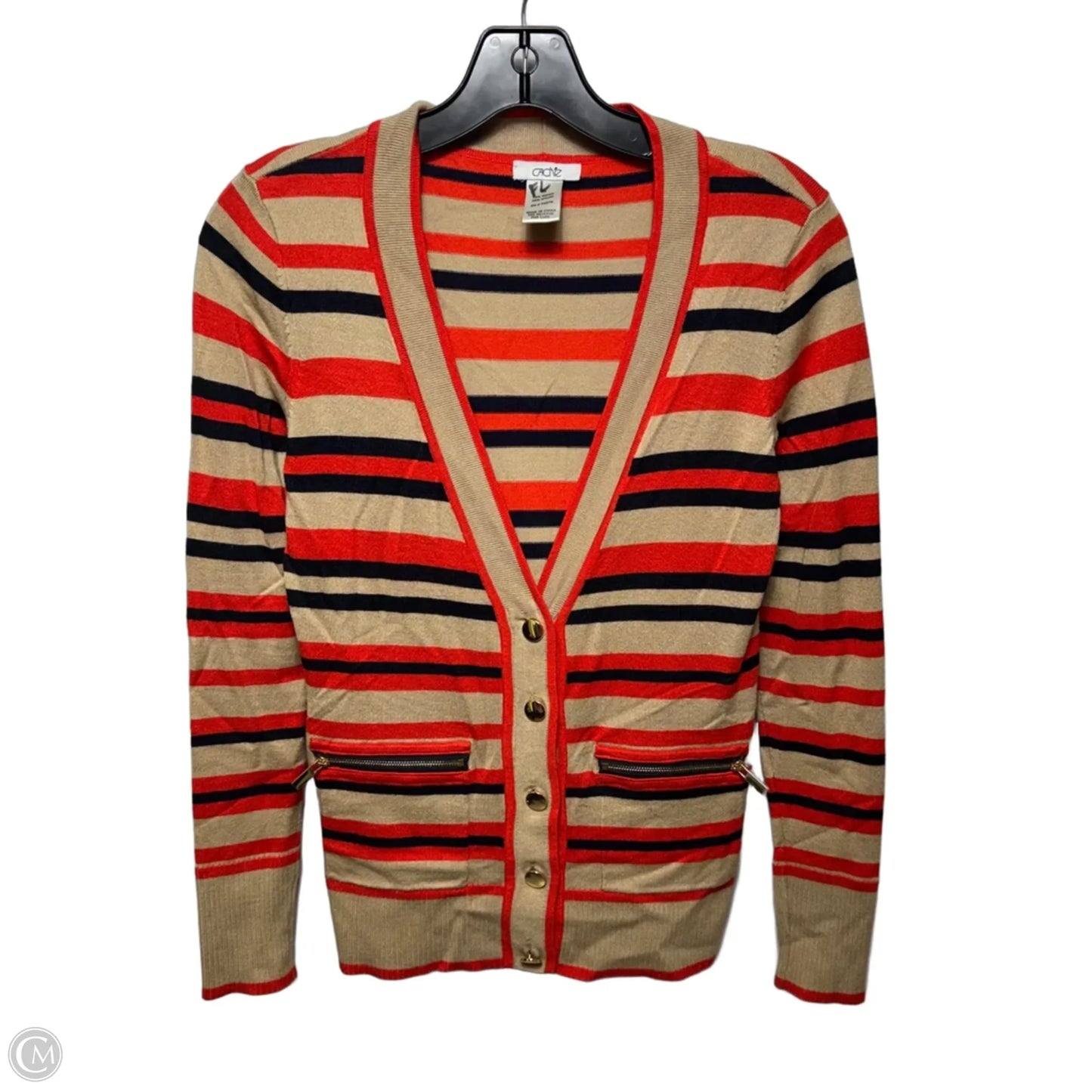 Sweater Cardigan By Cache In Striped Pattern, Size: XS