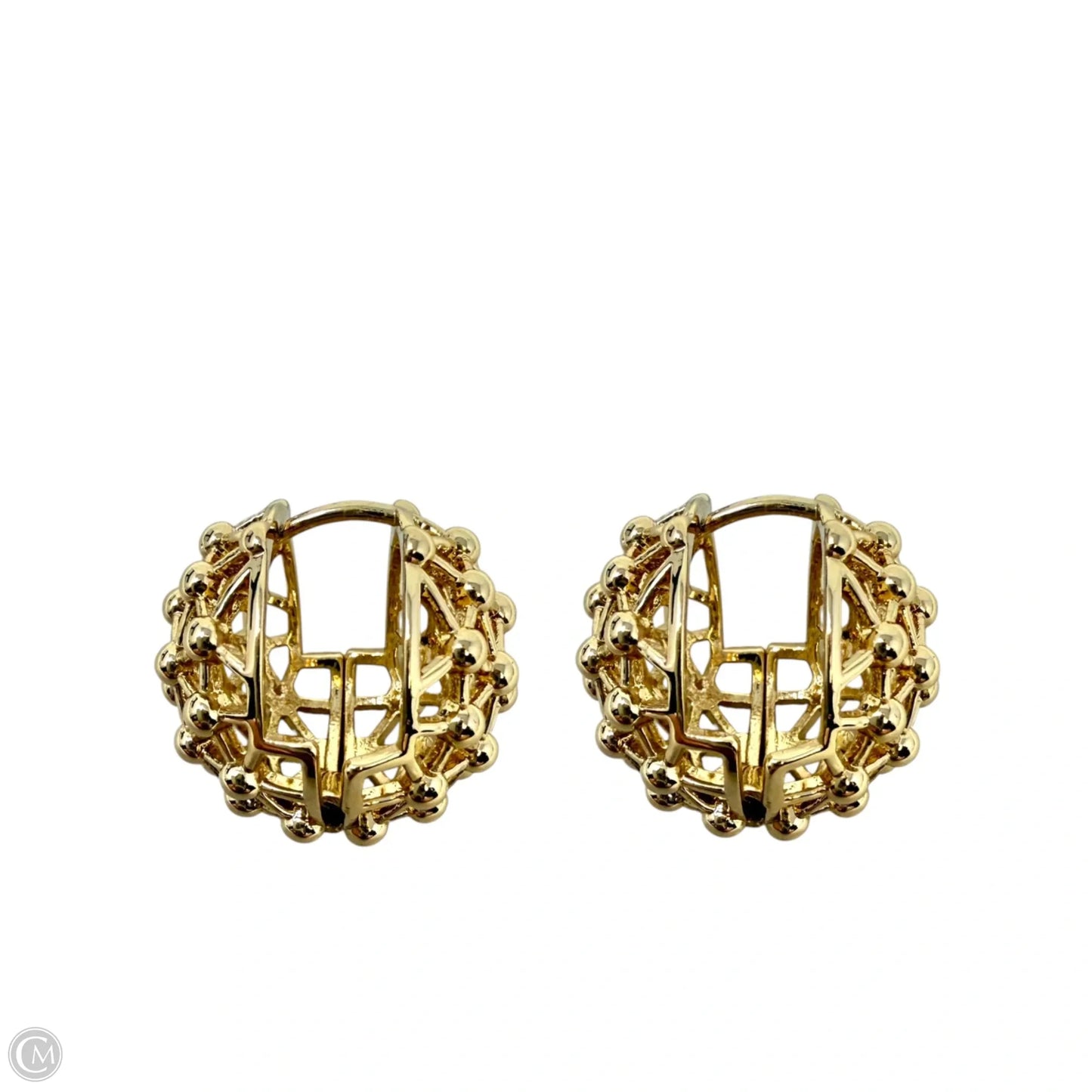 Golden Tumbleweed Hinged Openwork Hoop Earrings