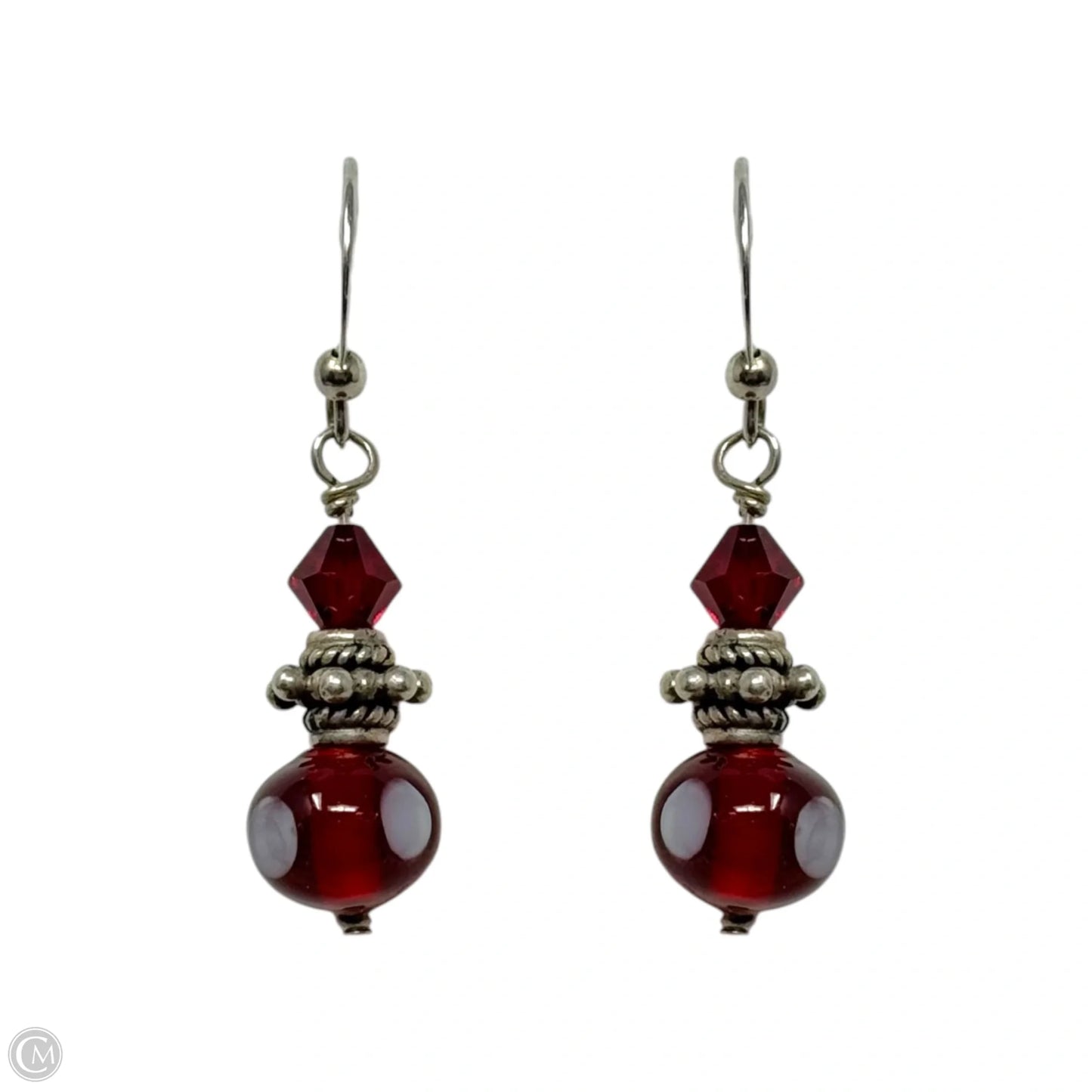 Glass Bead On Sterling Hook Dangle Earrings