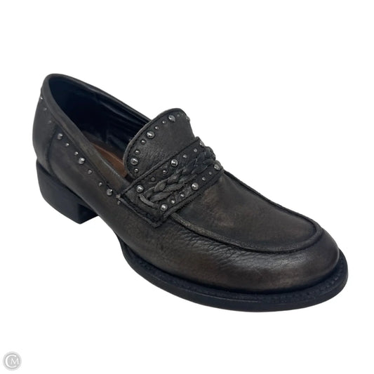 Myla Studded Loafers Shoes Heels Block By Freebird In Brown & Silver, Size: 8