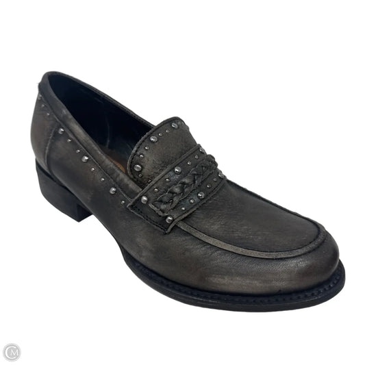 Myla Studded Loafers Shoes Heels Block By Freebird In Brown & Silver, Size: 9
