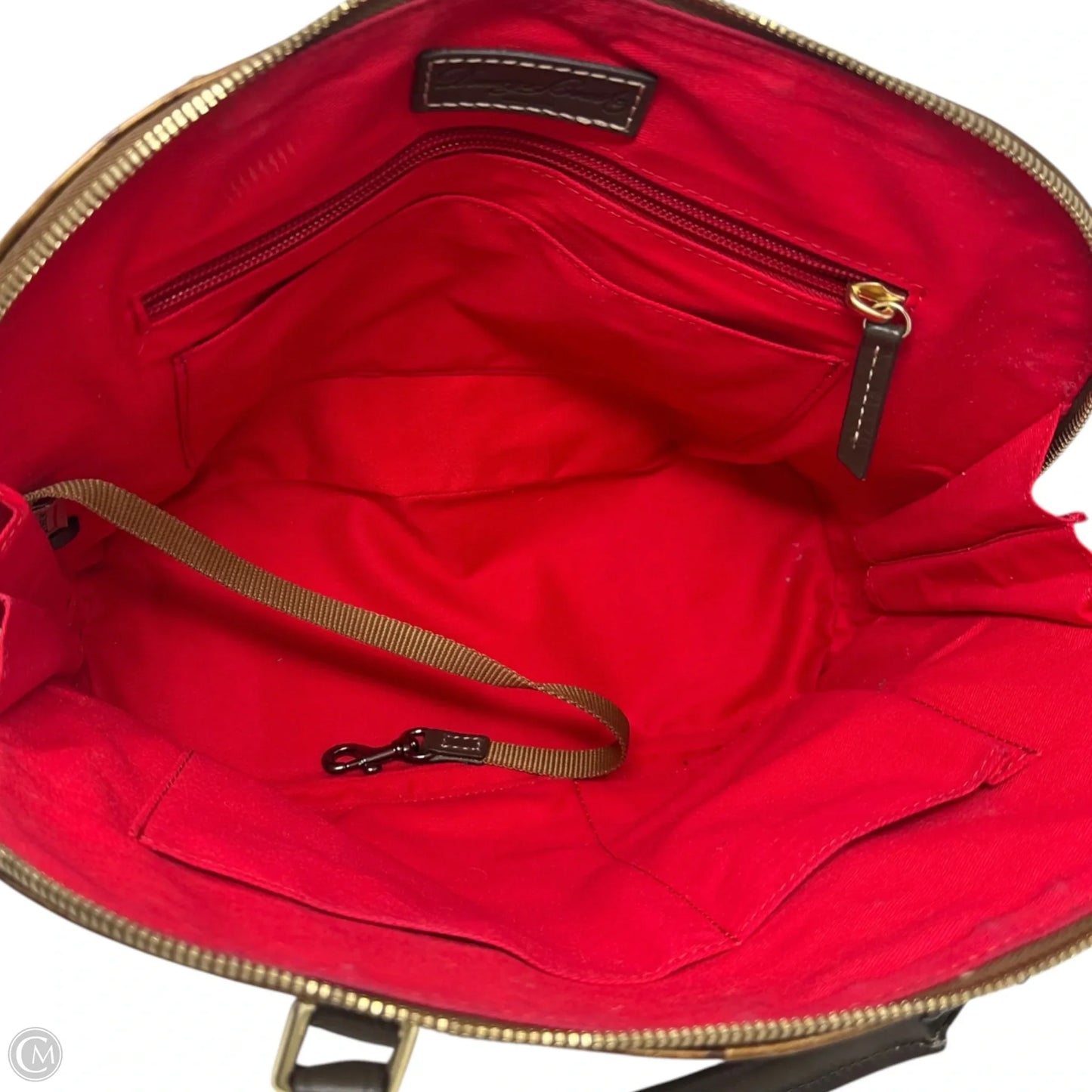 Zip Zip Ostrich Satchel Handbag Designer By Dooney And Bourke, Size: Medium