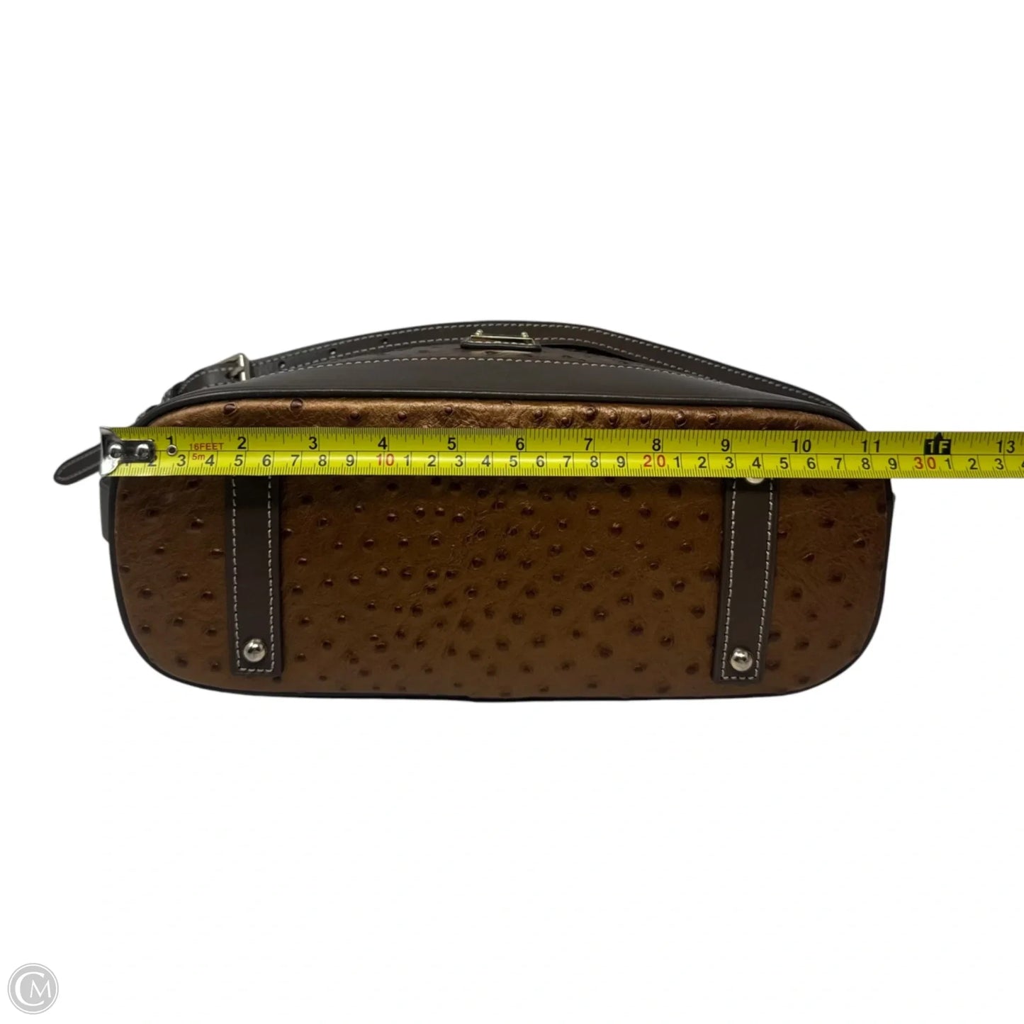 Zip Zip Ostrich Satchel Handbag Designer By Dooney And Bourke, Size: Medium