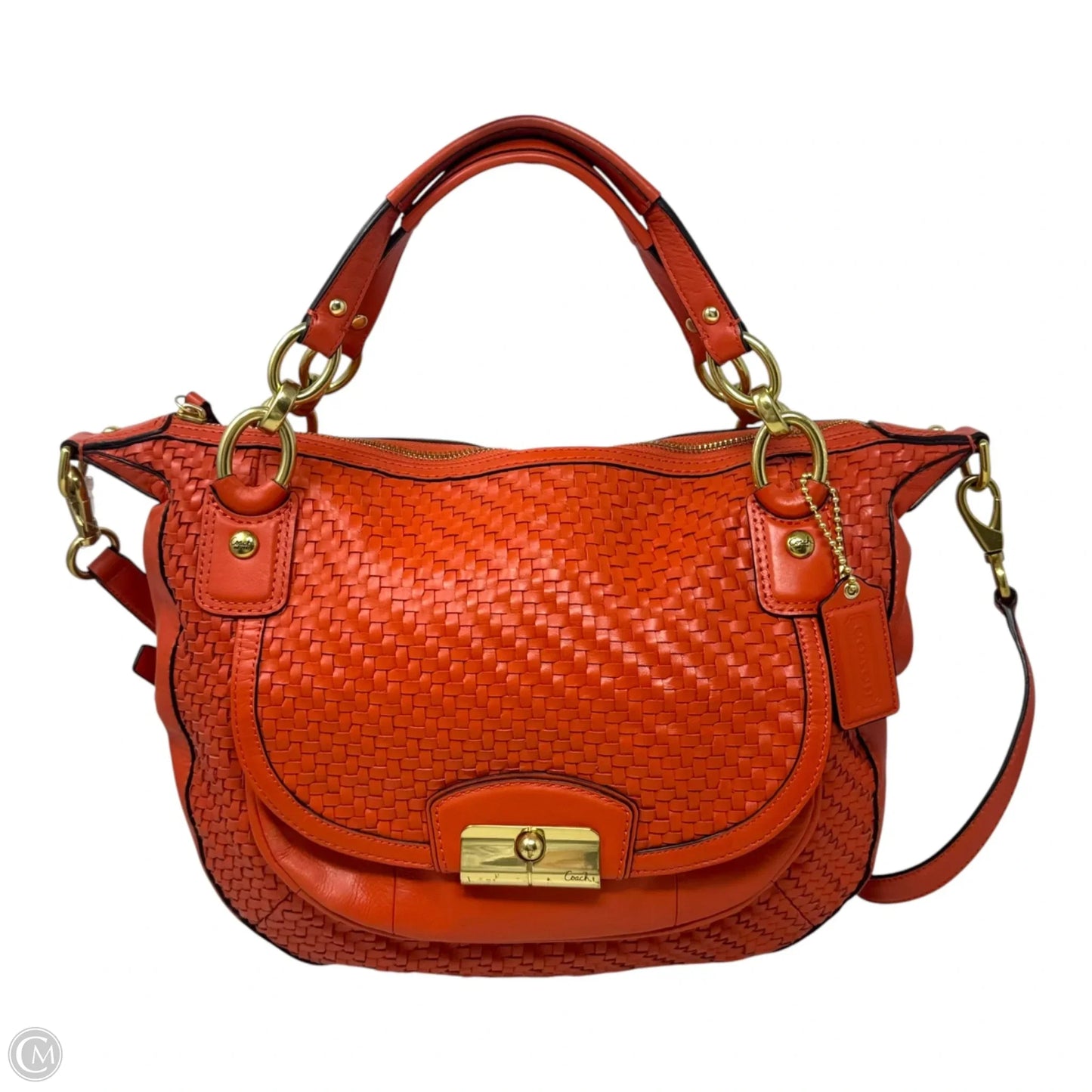 Kristin Woven Satchel Handbag Designer By Coach, Size: Large