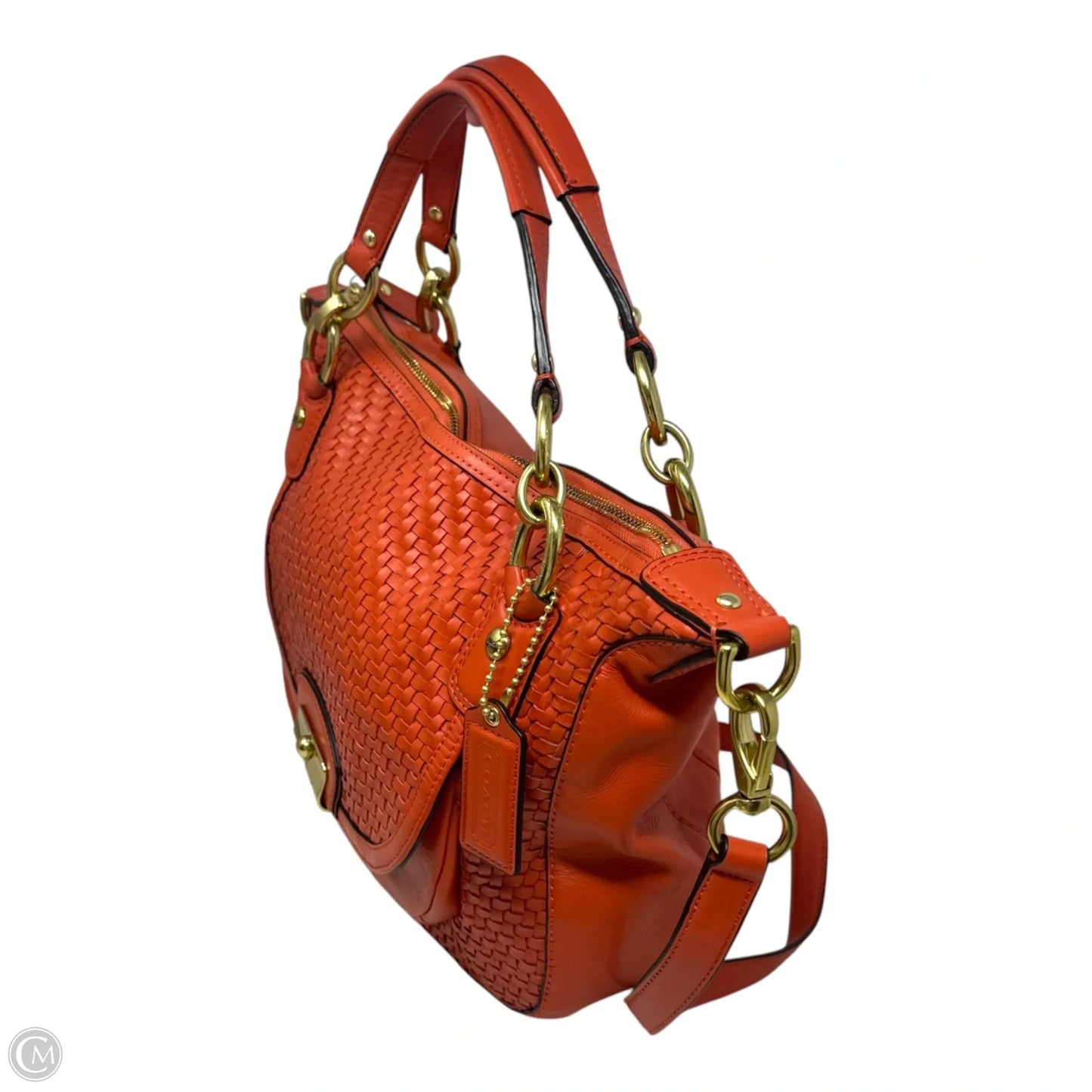 Kristin Woven Satchel Handbag Designer By Coach, Size: Large
