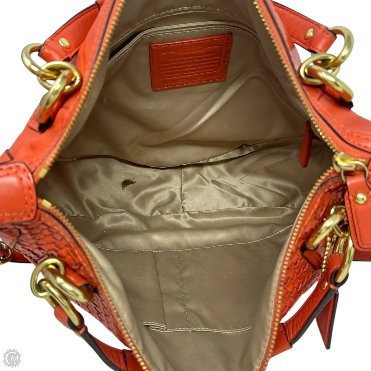 Kristin Woven Satchel Handbag Designer By Coach, Size: Large