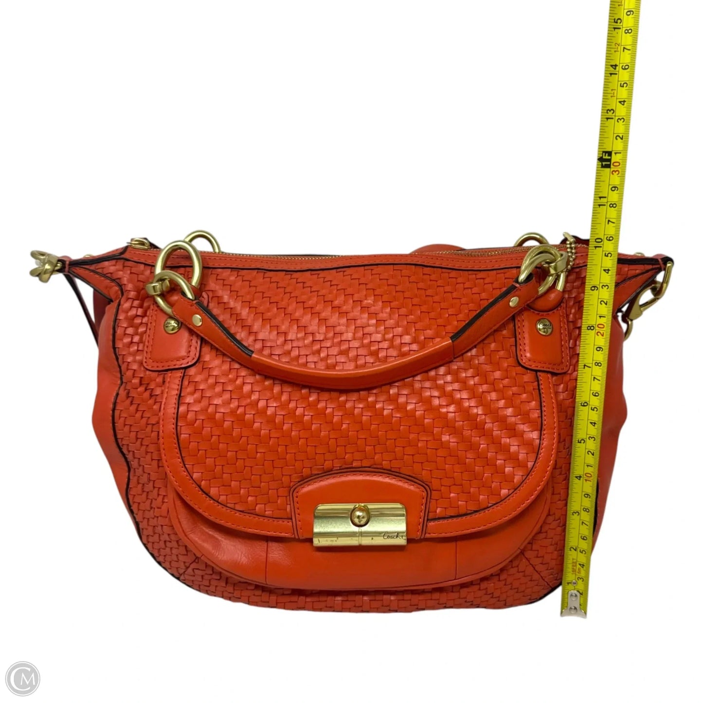 Kristin Woven Satchel Handbag Designer By Coach, Size: Large