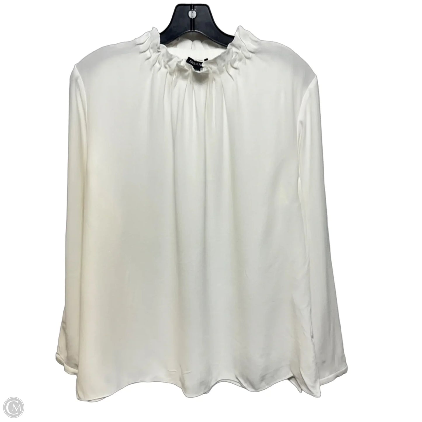 Silk Top Long Sleeve By Eileen Fisher In White, Size: L