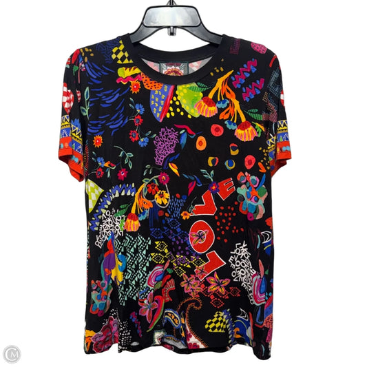 Top Short Sleeve Designer By Johnny Was In Multi-colored, Size: L