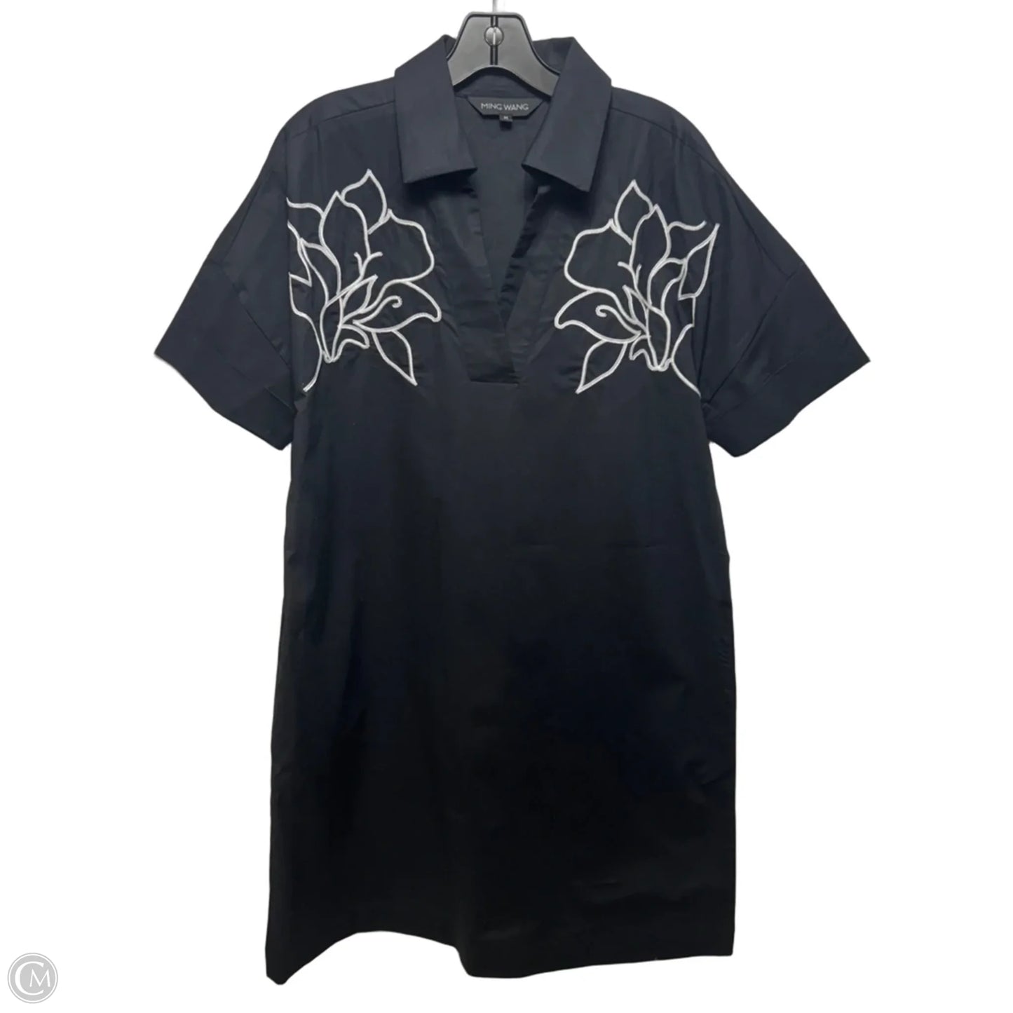 Embroidered Dress Casual Short By Ming Wang In Black & White, Size: M