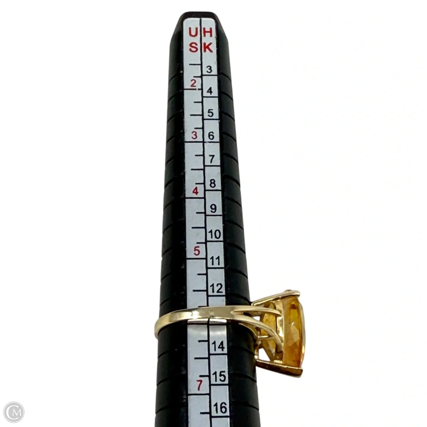 10k Yellow Gold & Faceted Teardrop Citrine Solitaire Cocktail Ring, Size: 6