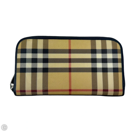 Nova Check Zip Around Wallet Luxury Designer By Burberry, Size: Large
