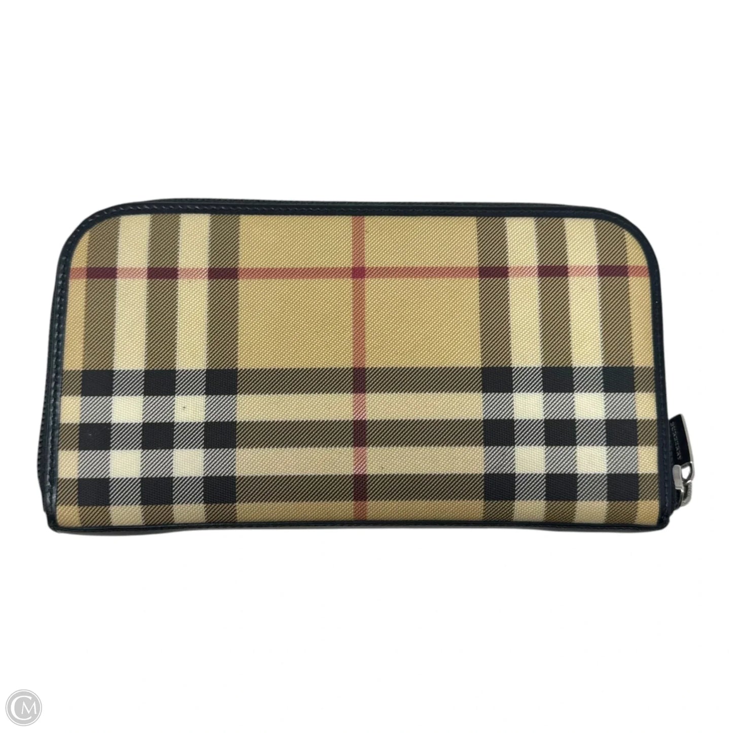 Nova Check Zip Around Wallet Luxury Designer By Burberry, Size: Large