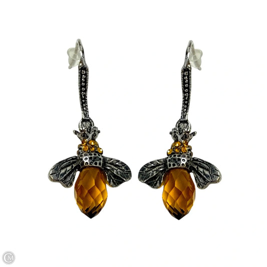 Silver Tone Faceted Crystal Dangle Bee Earrings