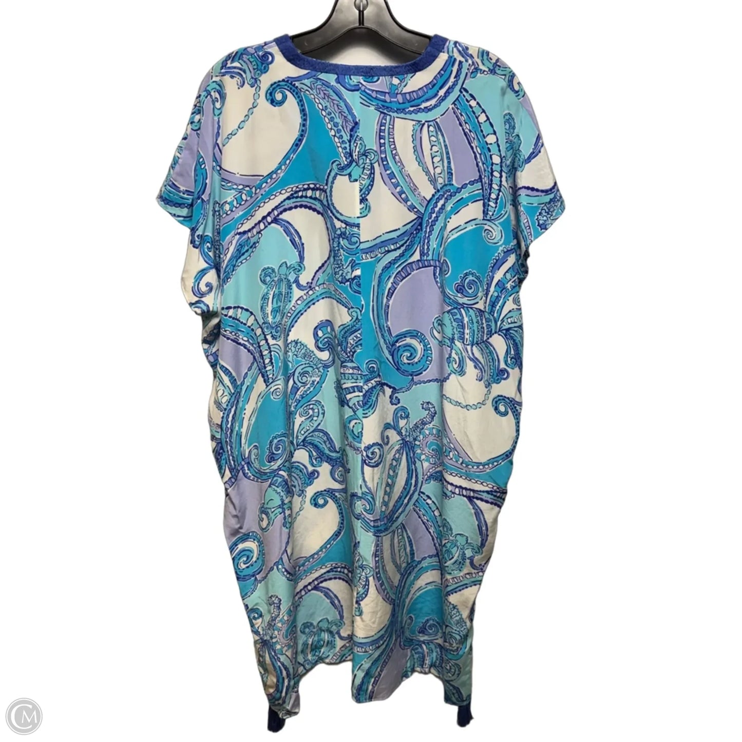Sydney Silk Caftan Designer By Lilly Pulitzer In Test The Waters Blue & White, Size: L/XL