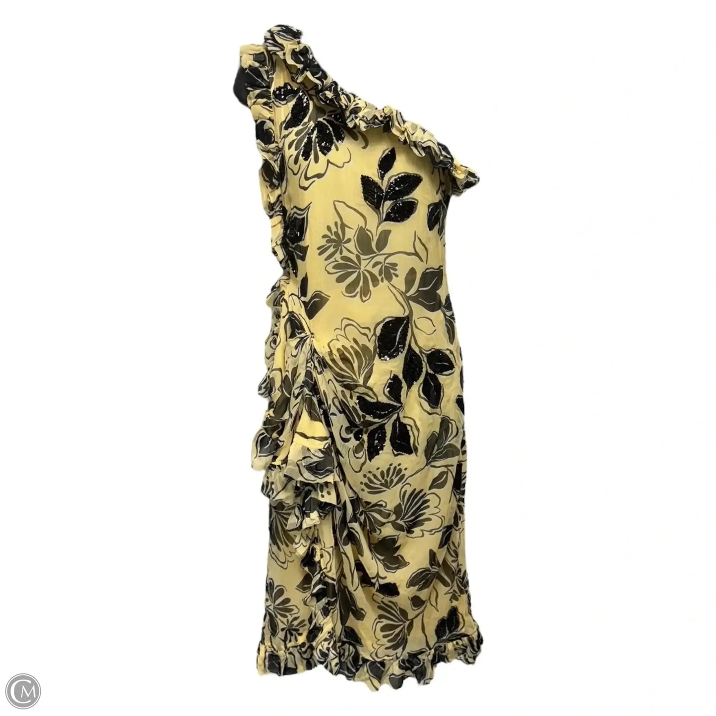 Collection One-Shoulder Sequin Dress By J. Crew Collection In Yellow Crinkle Chiffon, Size: 12