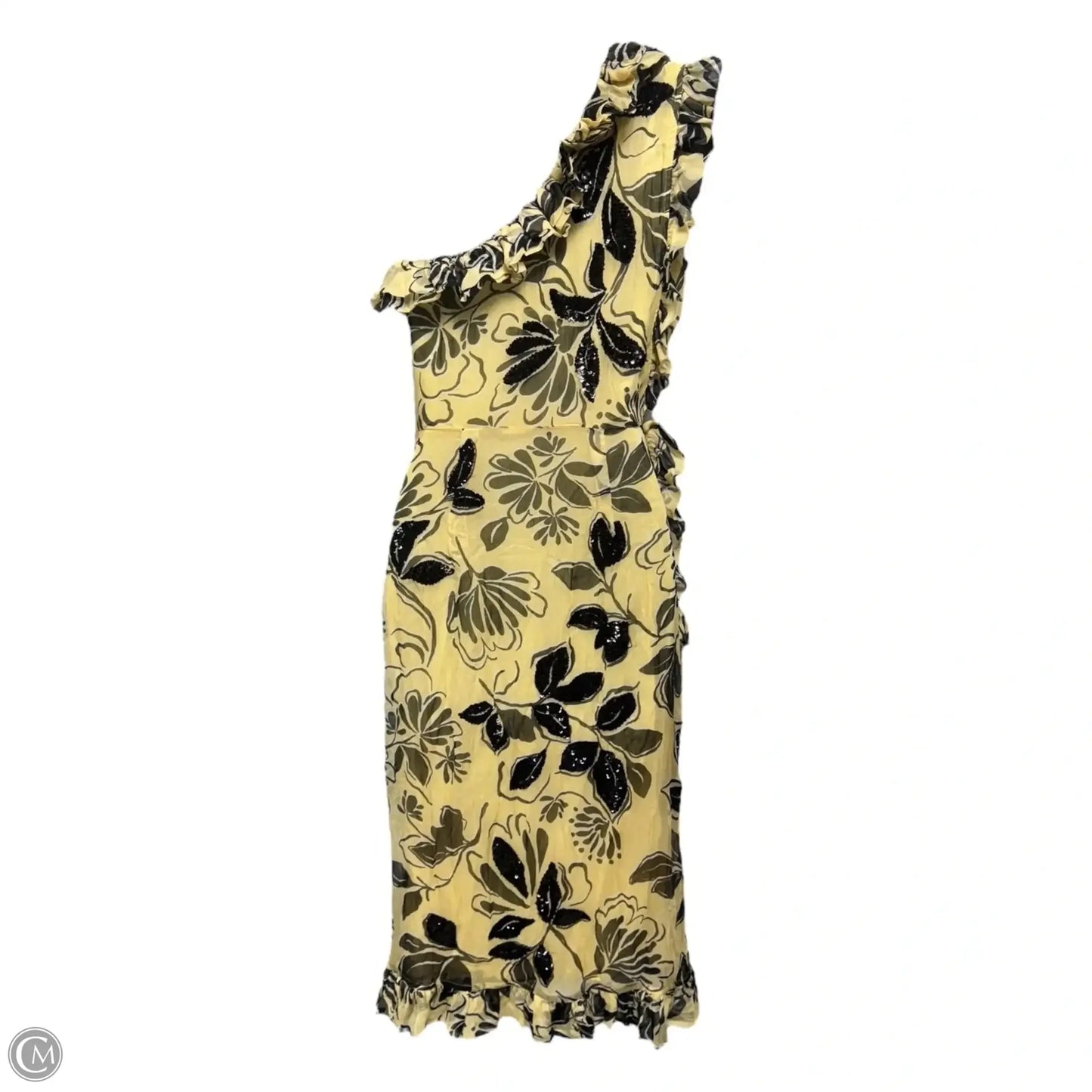Collection One-Shoulder Sequin Dress By J. Crew Collection In Yellow Crinkle Chiffon, Size: 12