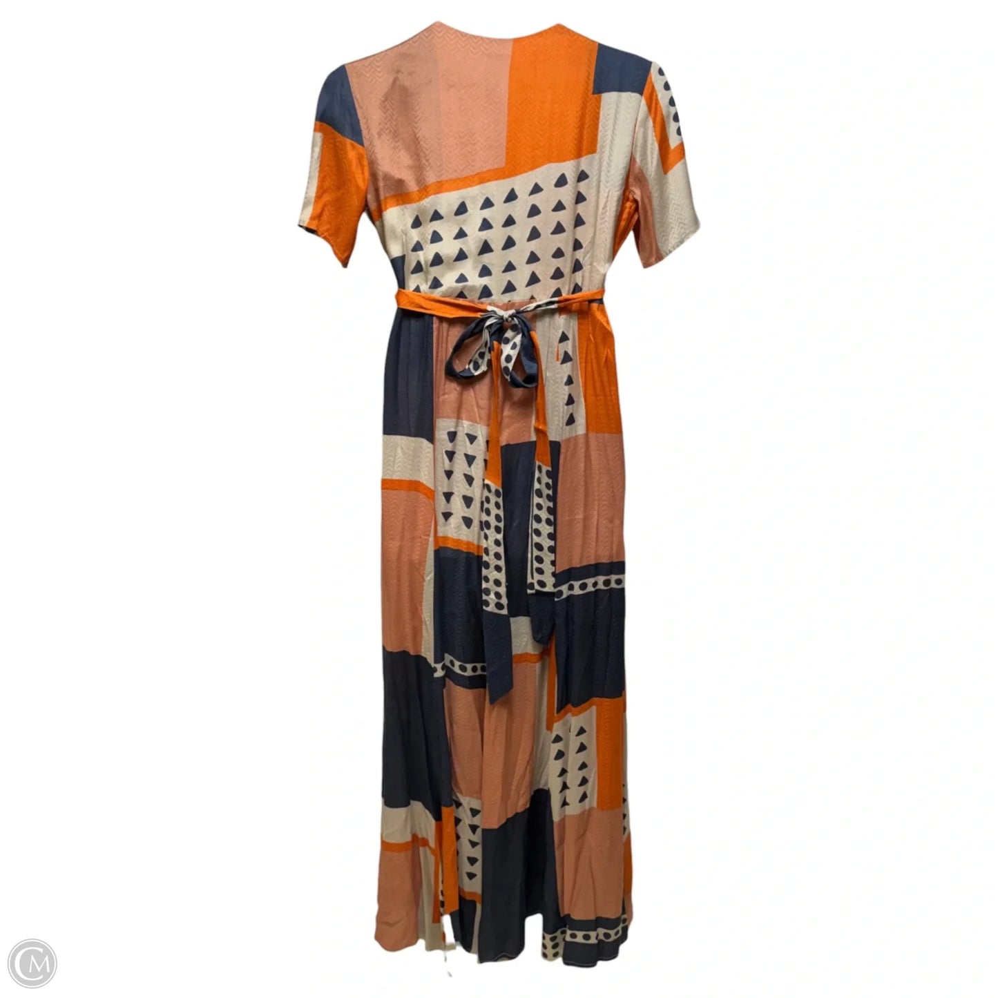 Melina Wrap Dress Casual Maxi By The Odells In Blue & Orange, Size: L