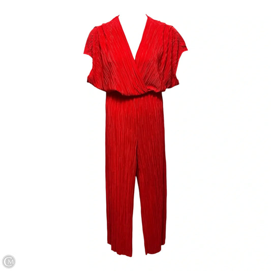Pleated Metallic Jumpsuit By Porridge X Anthropologie In Red, Size: L