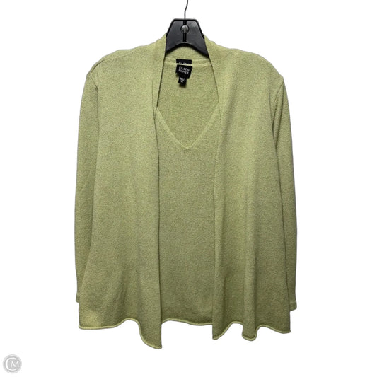 Silk-Nylon Sweater 2pc By Eileen Fisher In Green, Size: L
