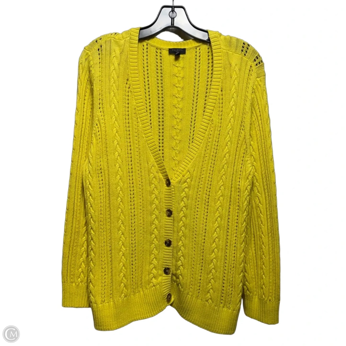 Sweater Cardigan By Talbots In Yellow, Size: 2x