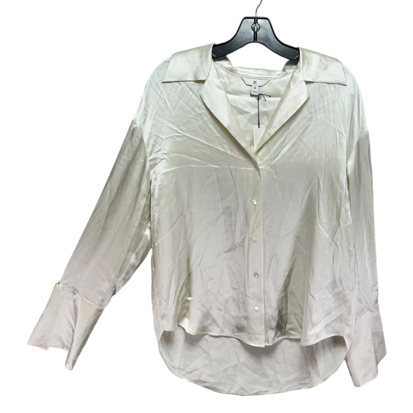 100% Silk Top Long Sleeve By Banana Republic In Cream, Size: M