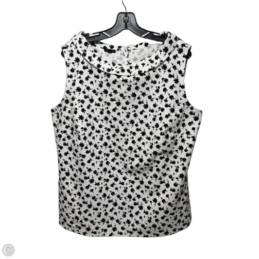 Top Sleeveless By Talbots In White & Black Floral, Size: 2x