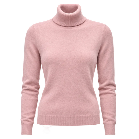 2 Ply Cashmere Turtleneck Sweater By Valerie Stevens In Pink, Size: S