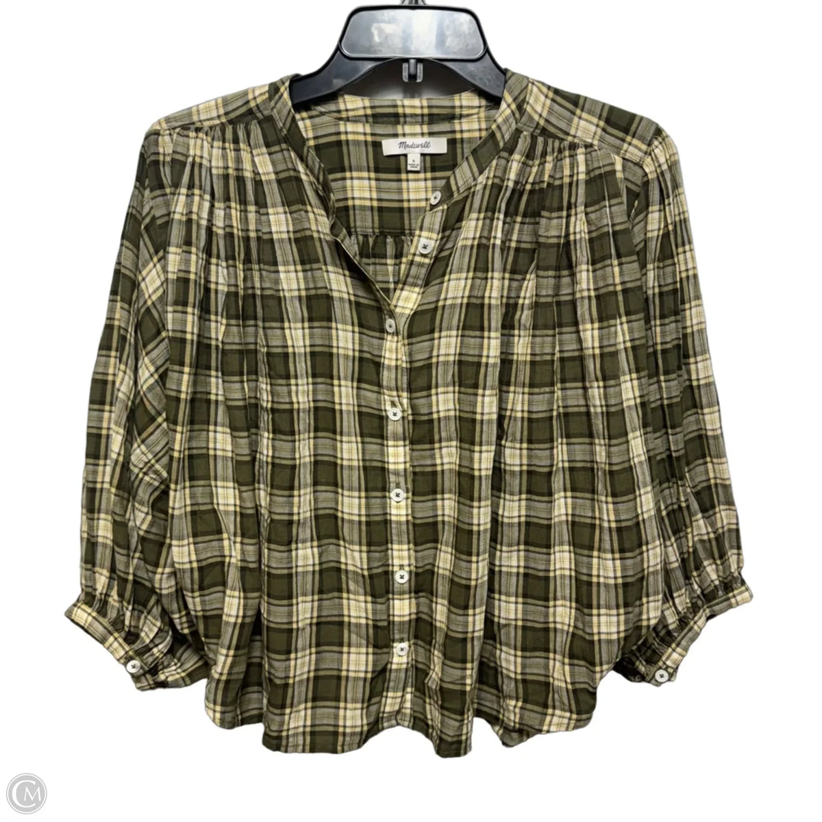 Top Sleeveless By Madewell In Plaid Pattern, Size: S