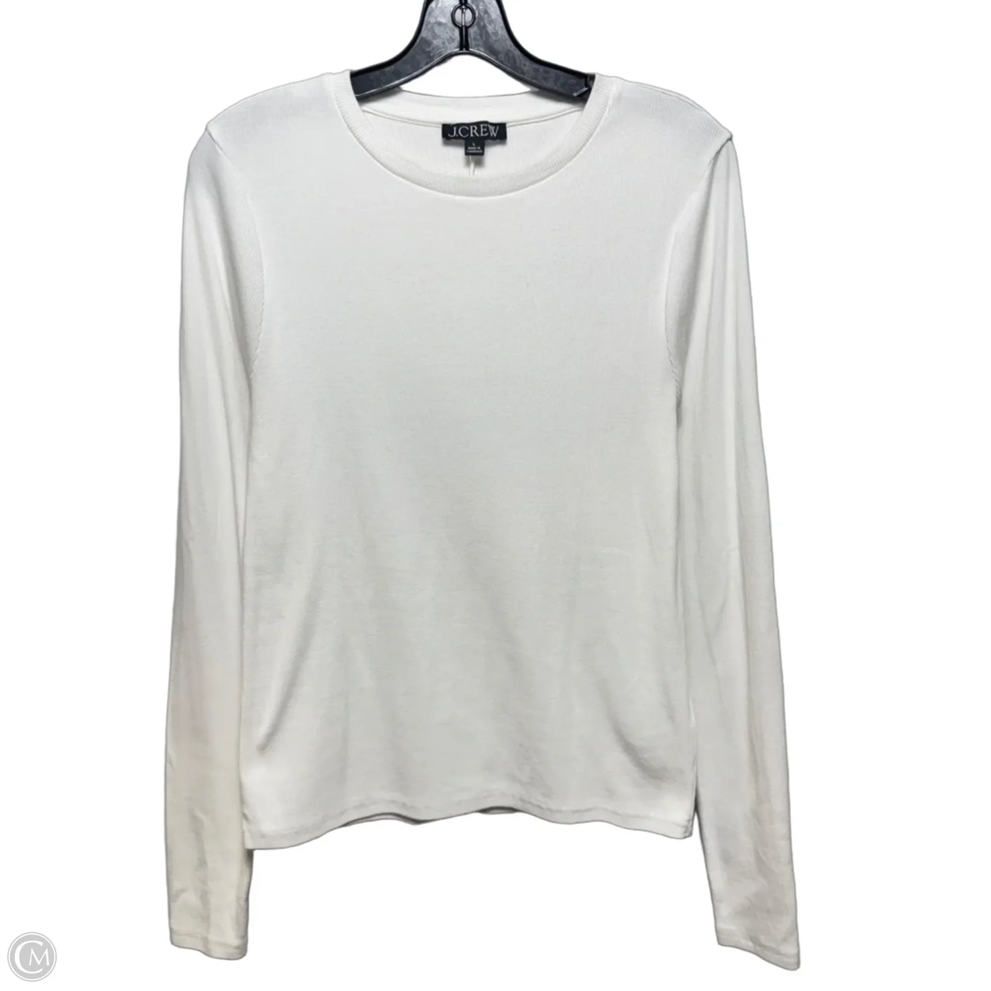 Ribbed Top Long Sleeve Basic By J. Crew In White, Size: L