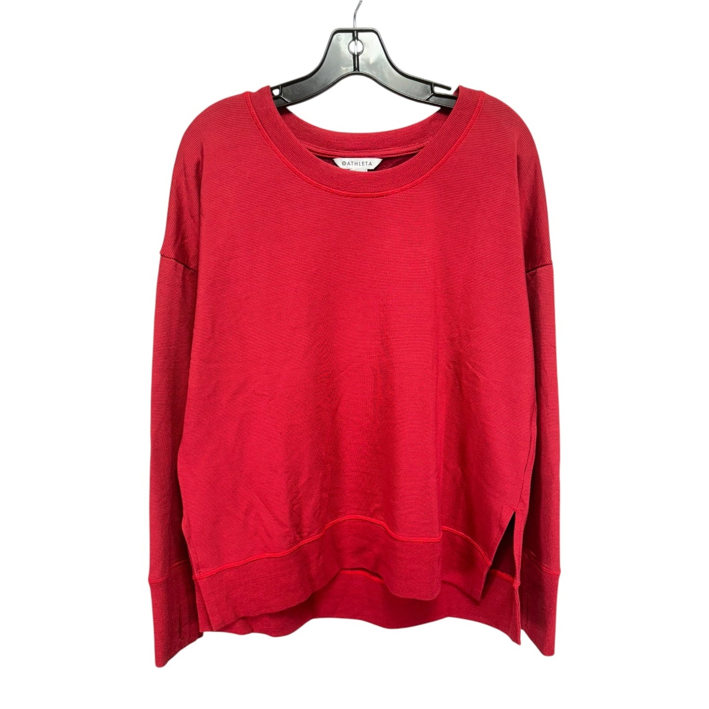 Fleece Lined Athletic Top Long Sleeve Crewneck By Athleta In Red, Size: L