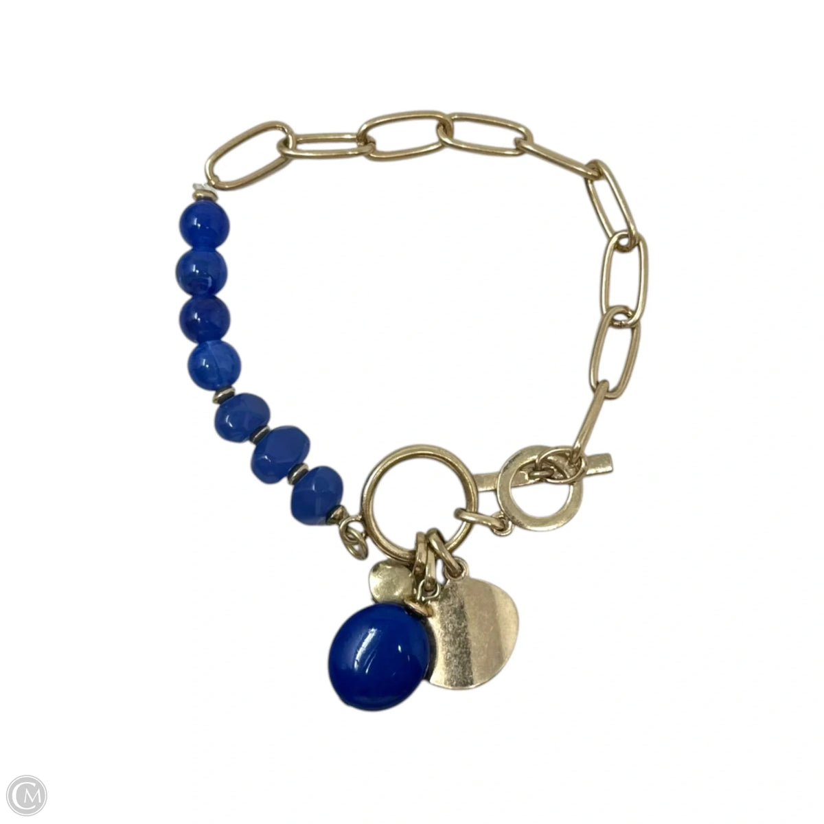 Blue Stone Gold Tone Toggle Bracelet