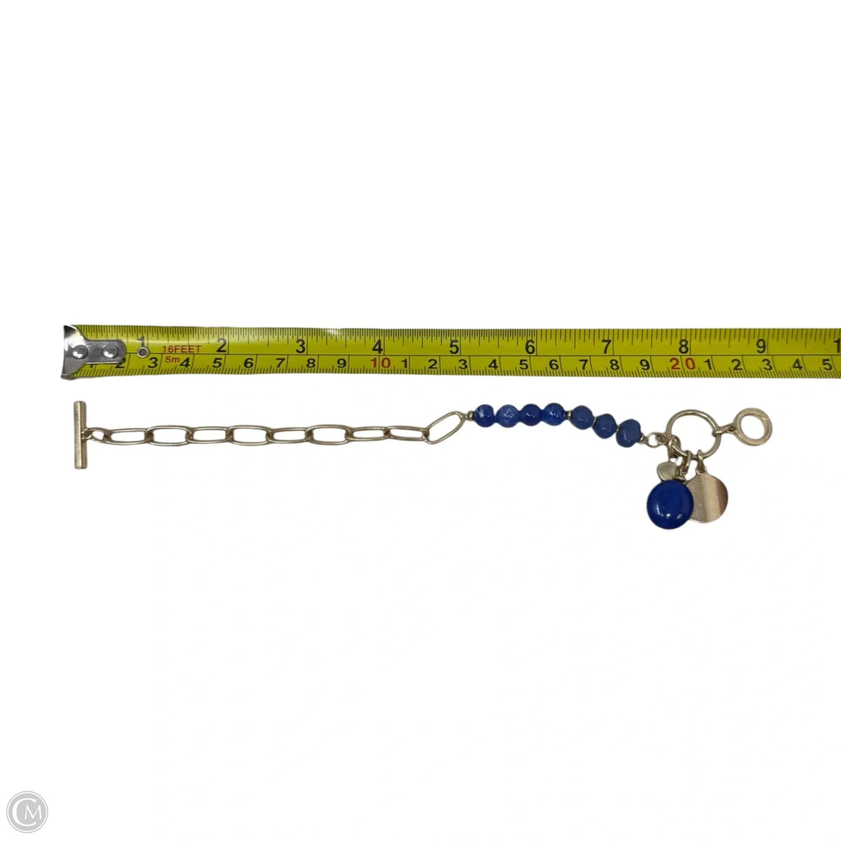 Blue Stone Gold Tone Toggle Bracelet