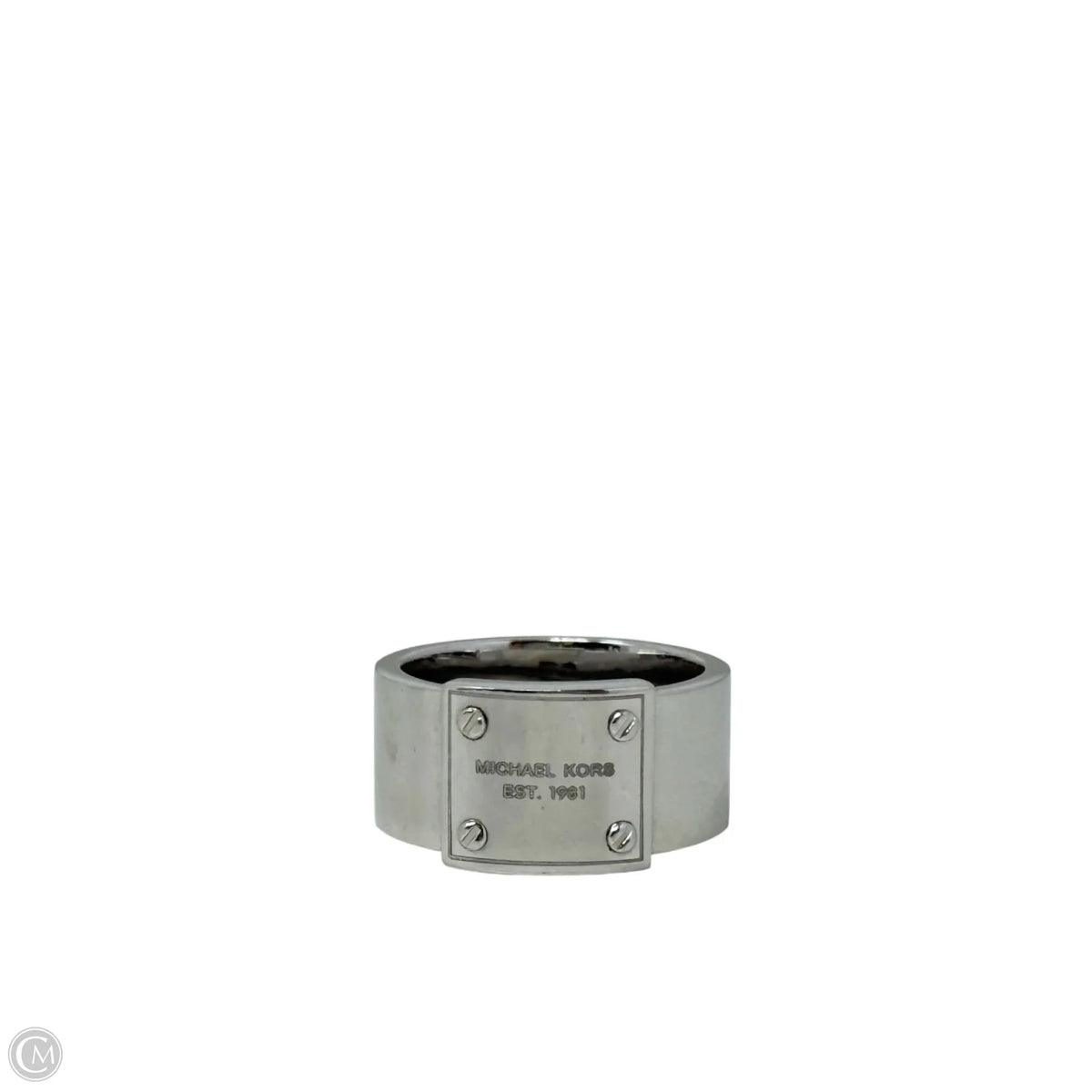 Silver Tone Logo Band Ring By Michael By Michael Kors, Size: 8.5