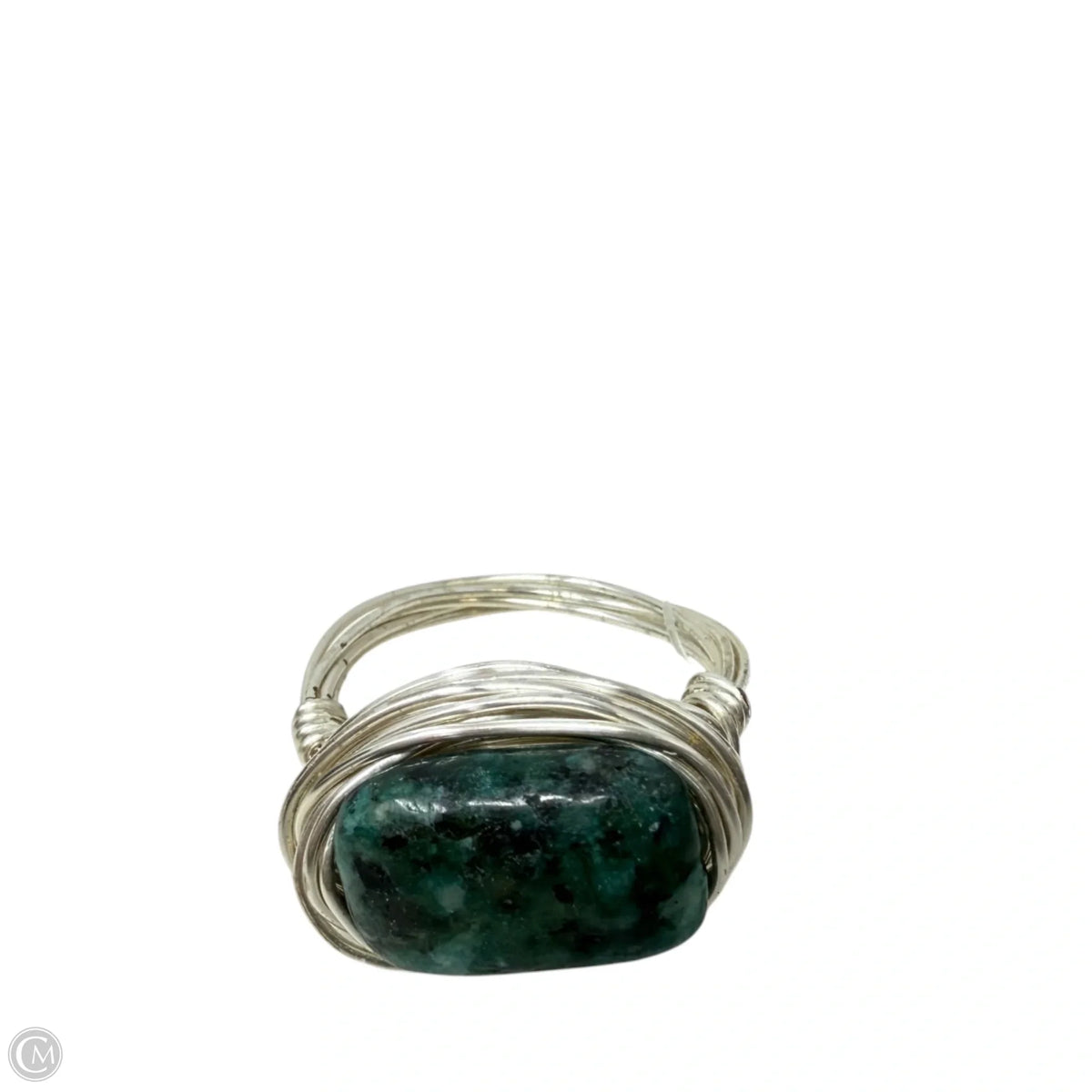 Wire Wrapped African Turquoise Jasper Statement Ring, Size: 7