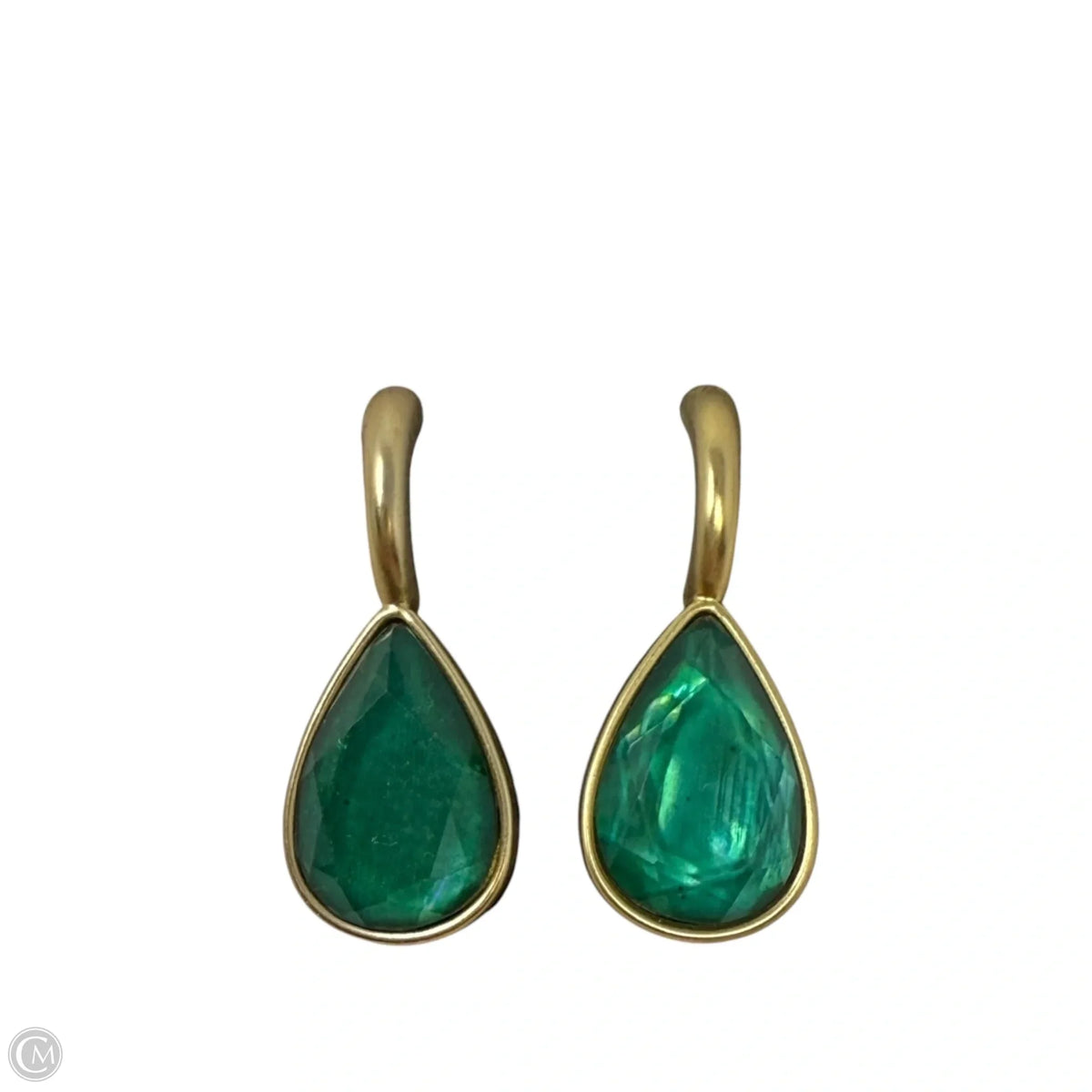 Green Faceted Gem Teardrop Post Earrings
