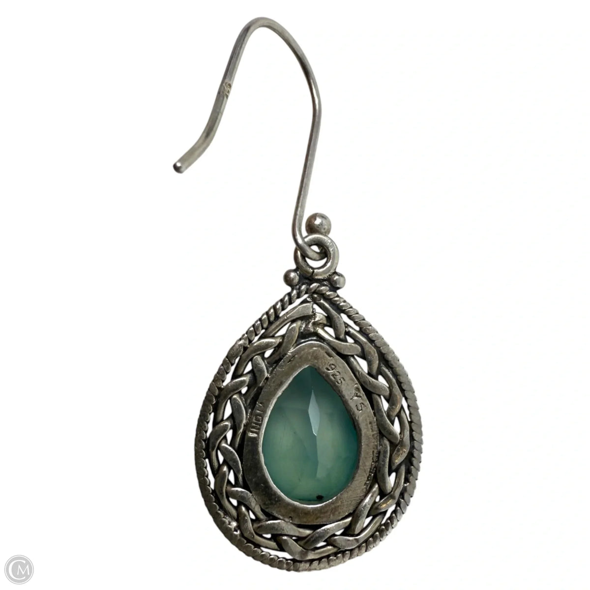 Sterling Silver & Aqua Chalcedony Earrings By YS India