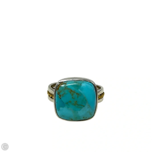Sterling Silver & Square Cut Mohave Turquoise Ring By YS India, Size: 9