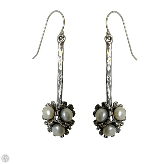 Sterling Silver Hammered Pearl Cluster Drop Earrings By Noa Zuman