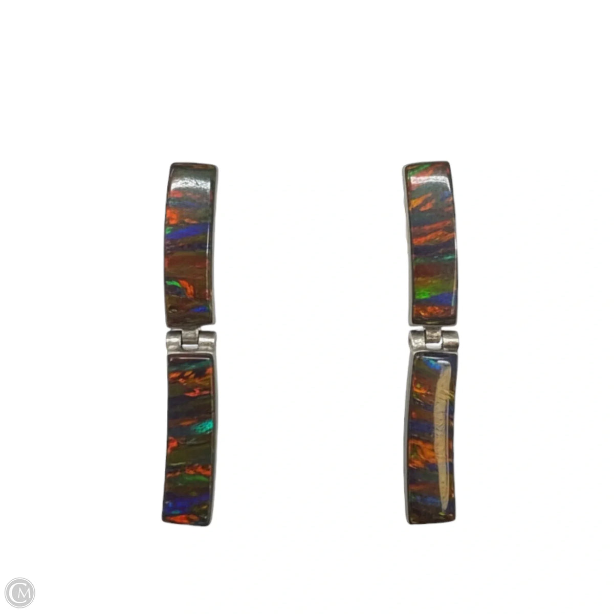 950 Sterling Silver & Fire Opal Hinger Bar Earrings