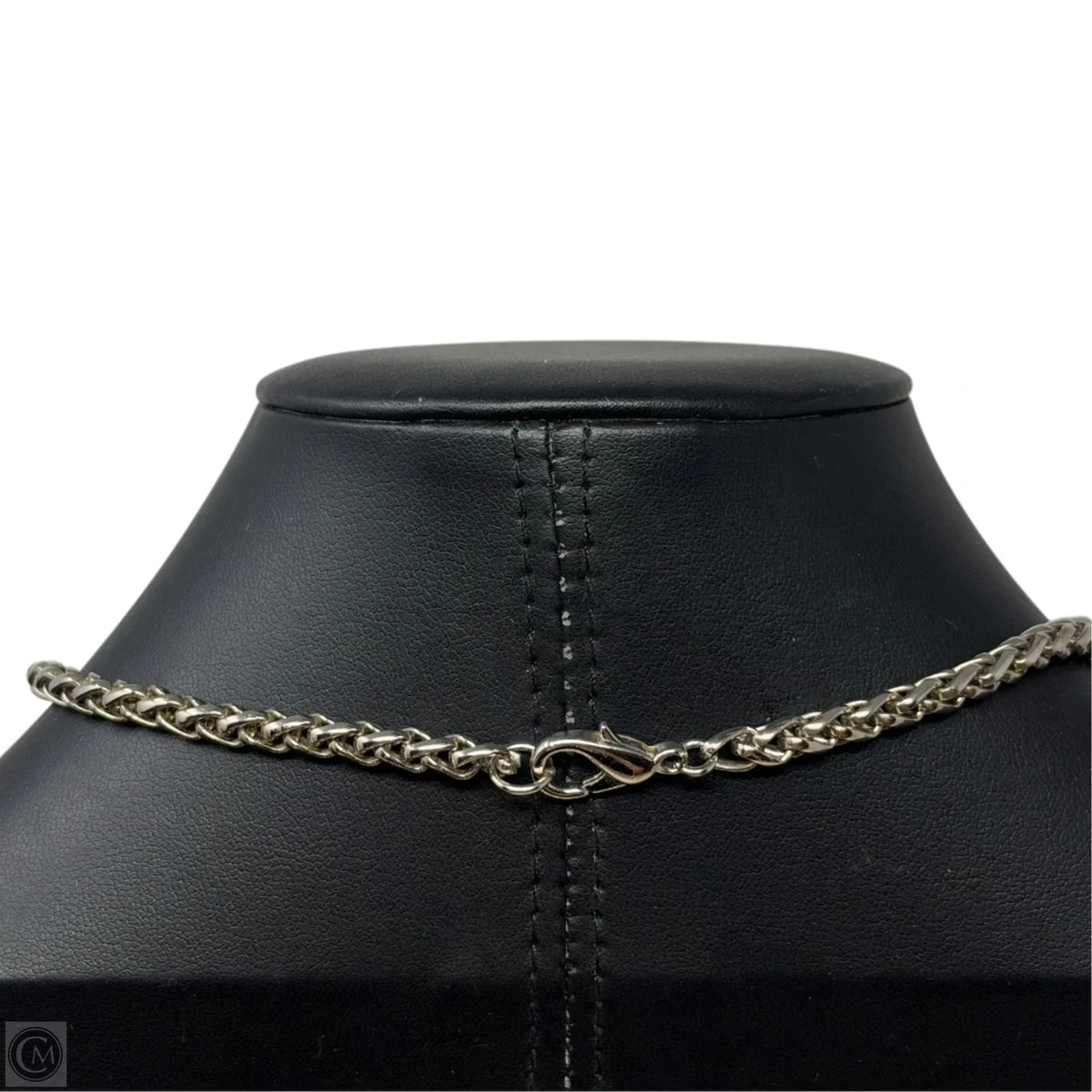 Silver Tone & Cats Eye Glass Pendant Necklace