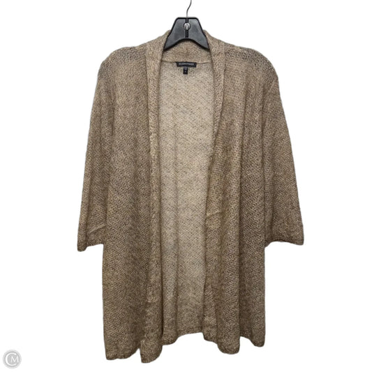 Mohair Open Knit Sweater Cardigan By Eileen Fisher In Brown, Size: S