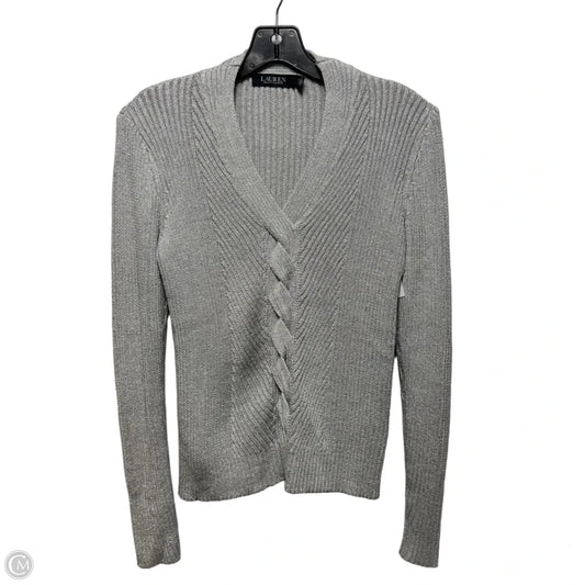 Metallic Sweater By Lauren By Ralph Lauren In Silver, Size: Lp