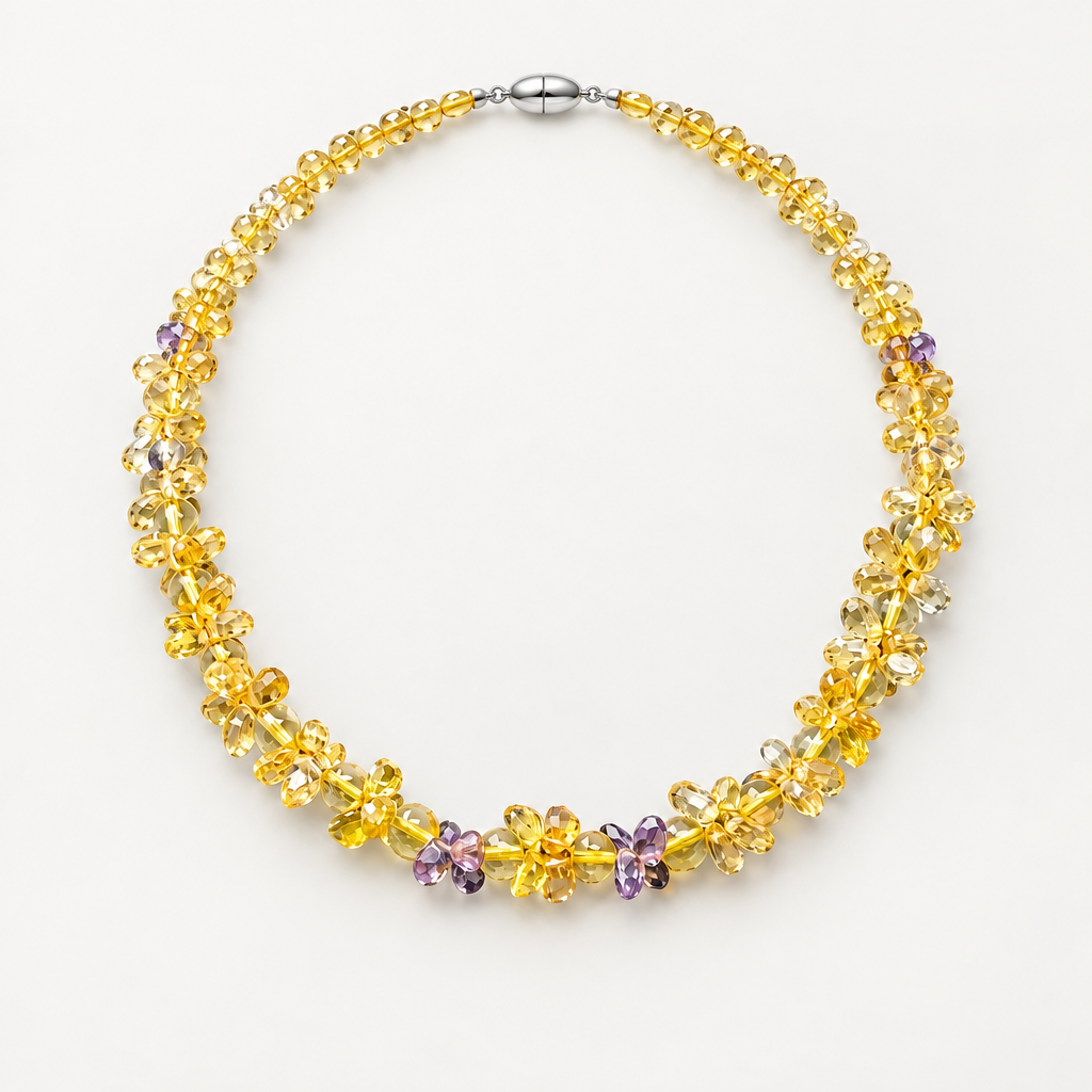 Faceted Citrine & Amethyst Necklace
