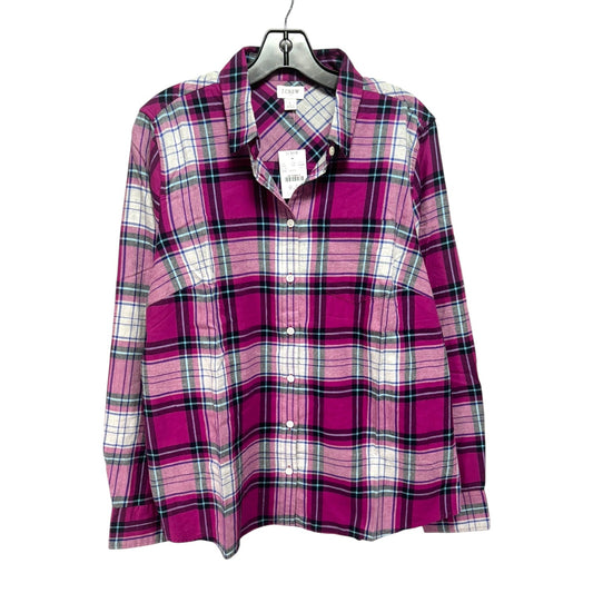 Top Long Sleeve By J. Crew In Plaid Pattern, Size: L