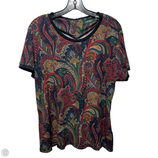 Top Short Sleeve By Lauren By Ralph Lauren In Paisley Print, Size: Xxl
